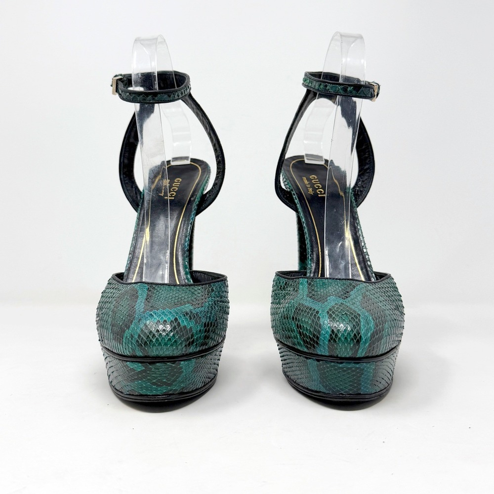 Gucci Python Platform Heels Green Statement Pumps Size‎ 38 - Picture 6 of 11